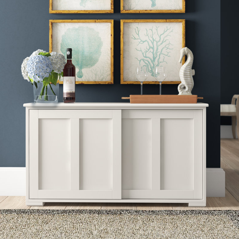 Buffet de rangement de 42 po Shellson, Crème, crème