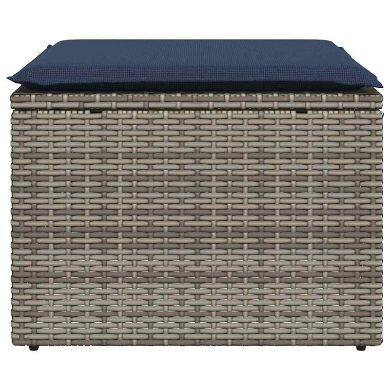 Tabouret de jardin en rotin de polyester gris 21,65 x 21,65 x 14,57 vidaXL, Gris, Marine