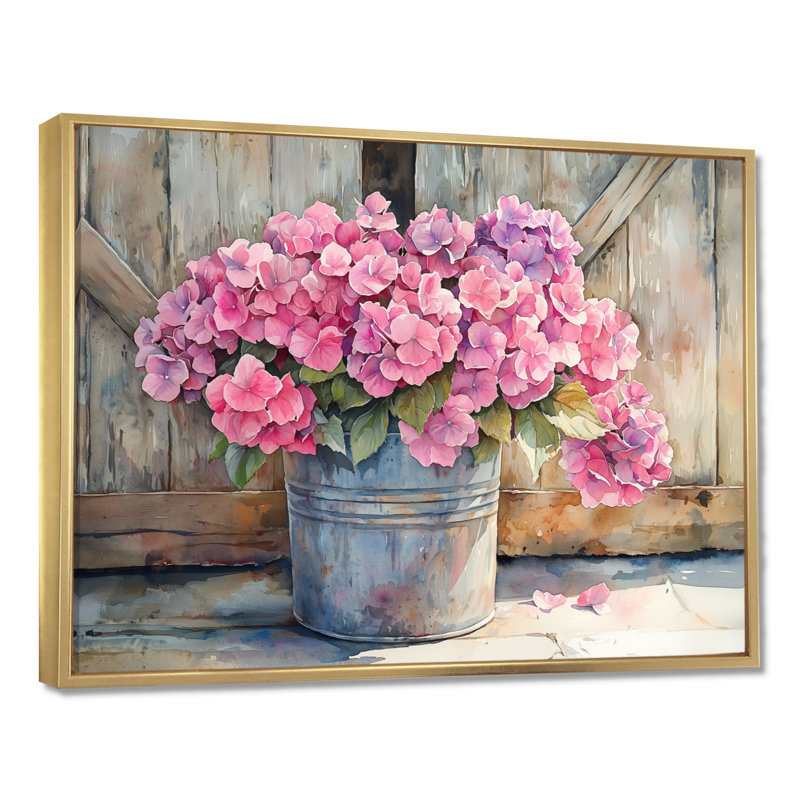 Distin - Floral Wall Art, Impression encadrée flottante, H 24 po x l 32 po, Doré