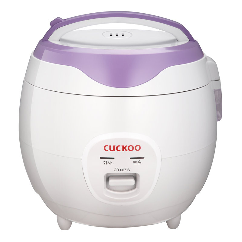 CUCKOO Basic Rice Cooker 6-Cup Uncooked / 12-Cup Cooked, Versatile Rice Maker with Non-Stick Inner Pot, Easy to Use, Auto Keep Warm, White/Purple (CR-0671V)