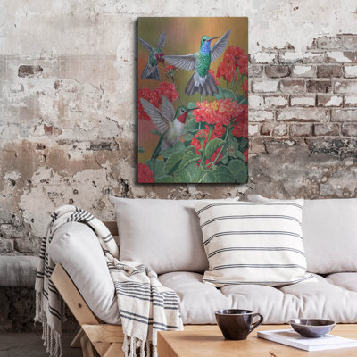 Winston Porter «Hummingbirds & Flowers» par William Vanderdasson, art mural en métal