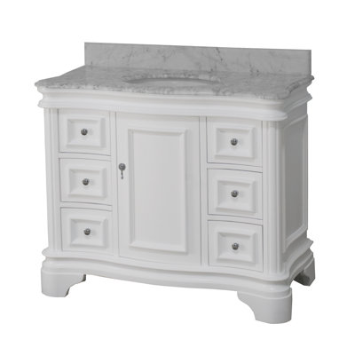 Ensemble de meuble-lavabo simple 42 po avec commode blanche et comptoir en marbre de Carrare Amorim