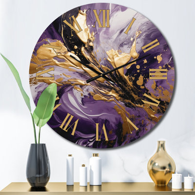 Horloge murale mauve et or Magic II