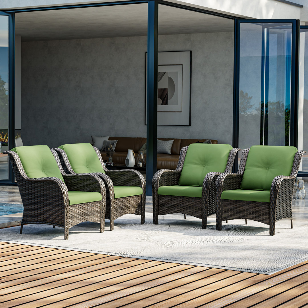 Nellie Wicker 4 - Person Patio Conversation Sets with Cushions Red Barrel Studio® Cushion 