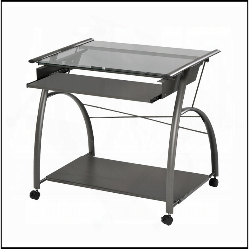 Bureau d'ordinateur à finition étain