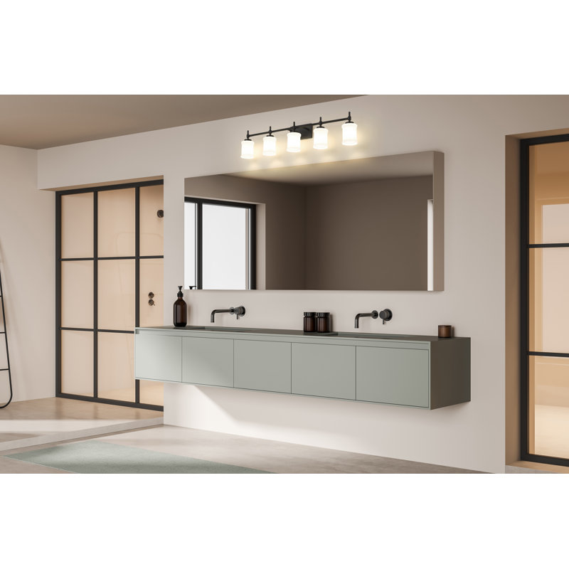 Meuble-lavabo 5 lumières Zowie, Noir mat