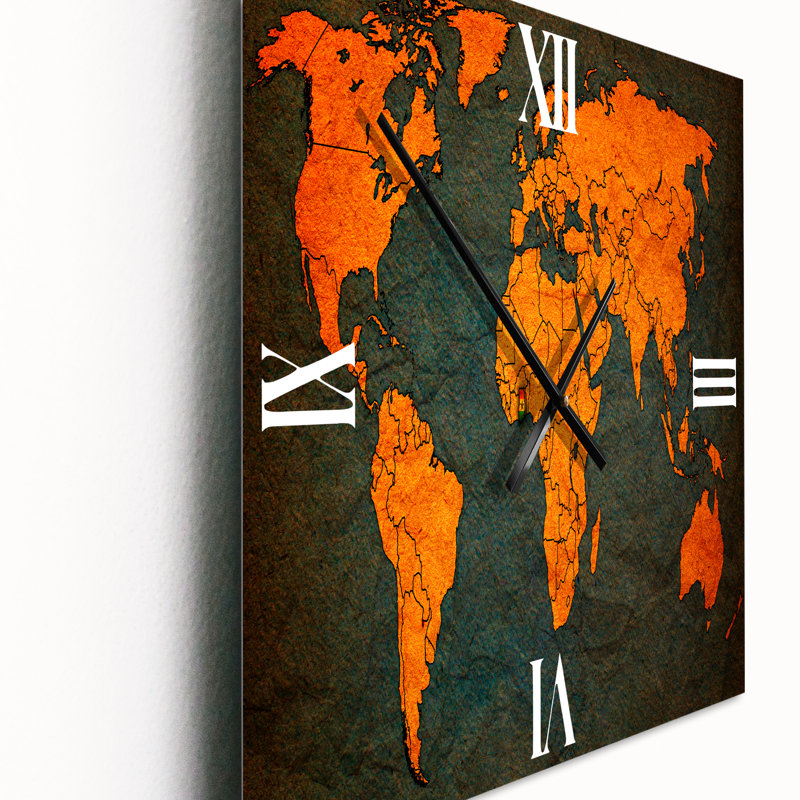 Ancienne carte du monde antique en Afrique - horloge murale rétro, Moyen