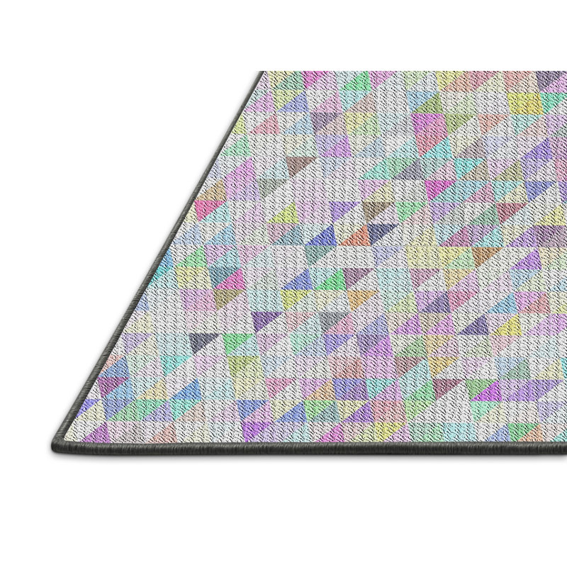 Tapis géométrique vert mer / jaune, Rectangle 8 pi x 10 pi