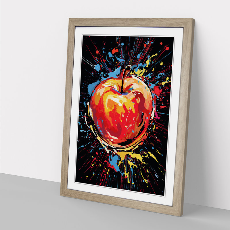 Apple Abstract Art - Framed Print, 34cm H x 25cm W, Oak Framed