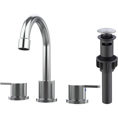 Widespread Bathroom Sink Faucet Chrome 2 Handle 8 Inch Lavatory Faucet 3 Hole 360° Swivel Spout Vanity Sink Basin Faucets With Pop Up Drain Assembly