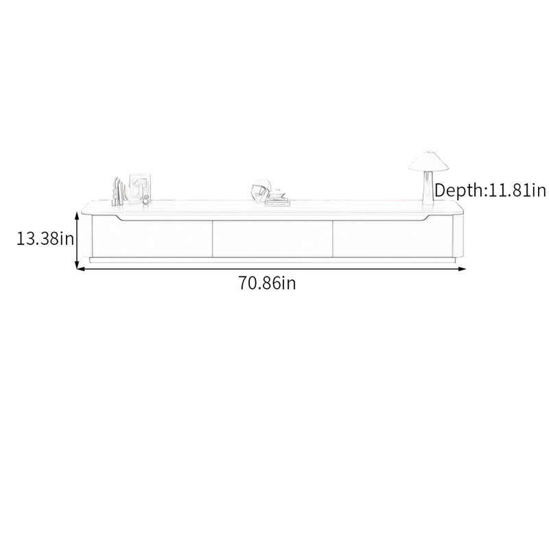 Meuble télé Minimalist, H 13,38 po x L 70,86 po x l 11,81 po