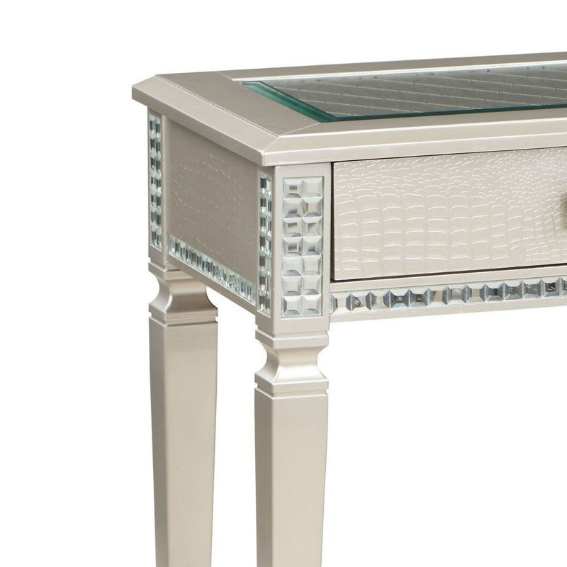 48'' Mirrored Glass Top Console Table with Storage