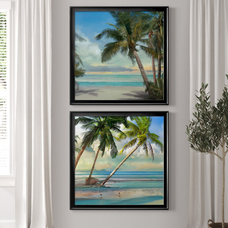 «A Found Paradise II», ensemble de 2 impressions, H 17,5 po x l 35 po x P 1,5 po, Toile encadrée noire, Pas de tapis