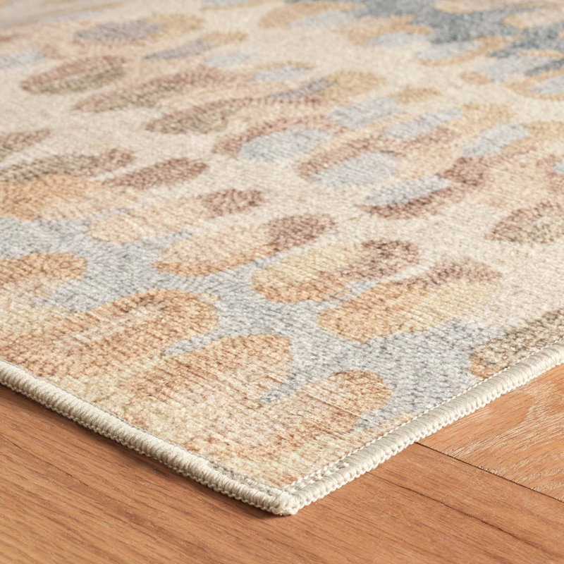 Paint Chip Natural Machine Printed Washable Rug, Rectangle 2' x 3'