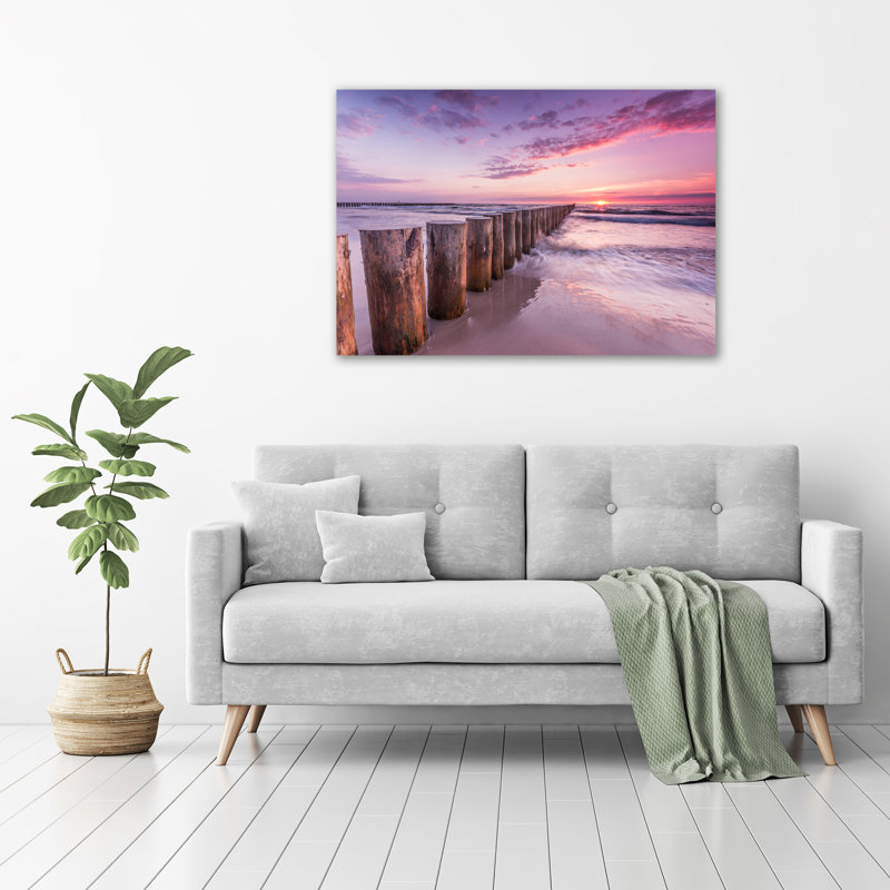 Wooden Breakwater - No Frame Print on Canvas