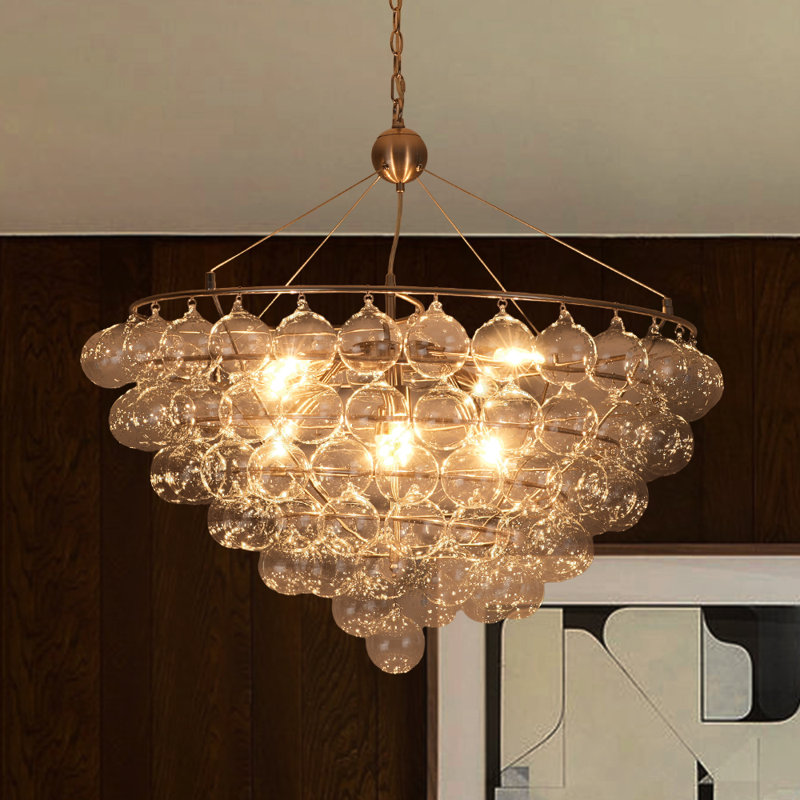 8 - Light Clear Glass Bubble Dimmable Chandelier