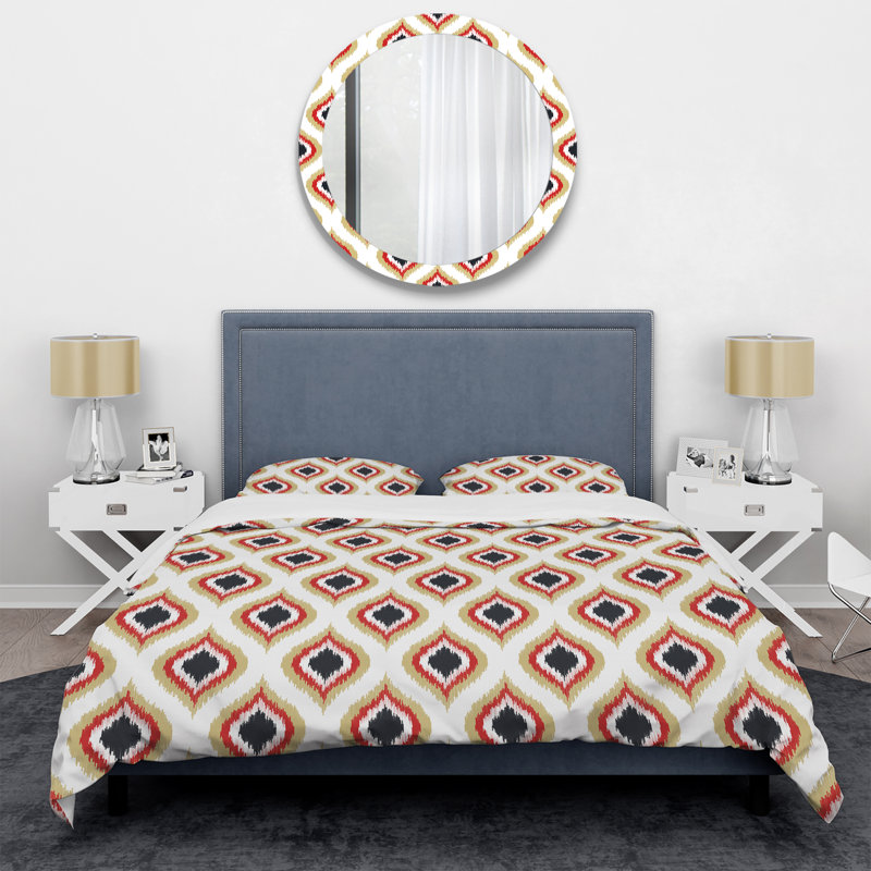 Ensemble de housse de couette à motif géométrique crème et bleu, Housse de couette pour très grand lit et 2 très