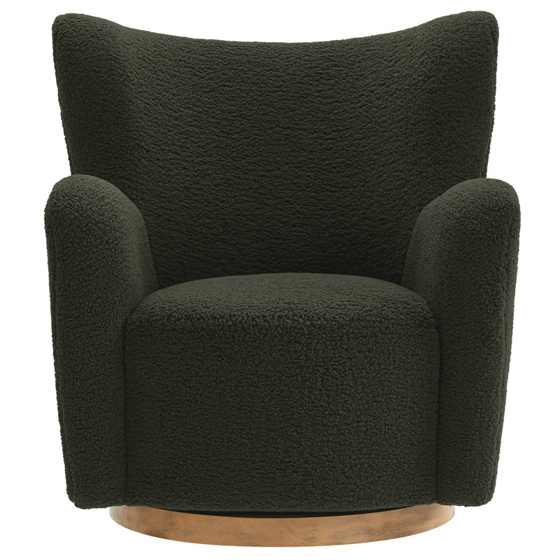 Montrose Wingback Sherpa Swivel Accent Chair, Fern Polyester Blend