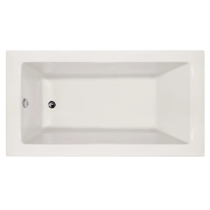 Sydney 66'' L Air Bathtub, Bone, Left, Polished Chrome