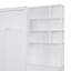 Lit escamotable avec plusieurs tablettes de rangement et une armoire