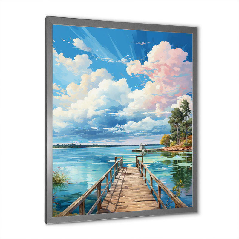 «Ronja Pier And Dock Tranquil II», reproduction sur toile, Cadre photo argenté, H 40 po x l 30 po x P 1,5 po