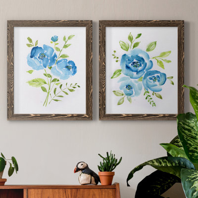 «Blue Morning Bouquet I», ensemble de 2 reproductions d'art