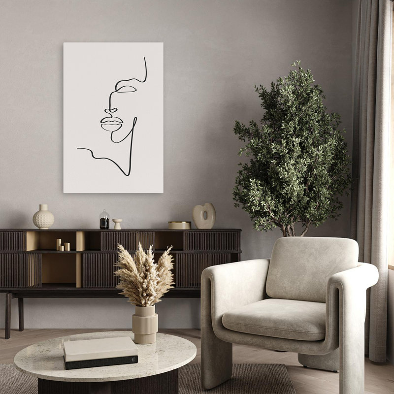 Visage de femme - art figuratif minimaliste, H 36 po x l 24 po