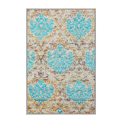 Tapis bleu/jaune contemporain