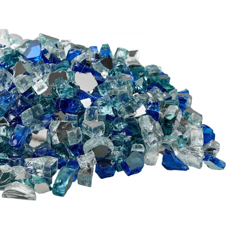 Foyer en verre 10 lb avec roches de foyer 1/2 po bleu cobalt bleu turquoise transparent