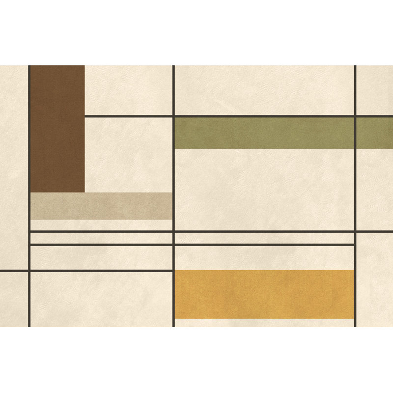 Mukherjee Vinyl Machine Printed Area Rug, Rectangle 5'3" x 7'10.5"