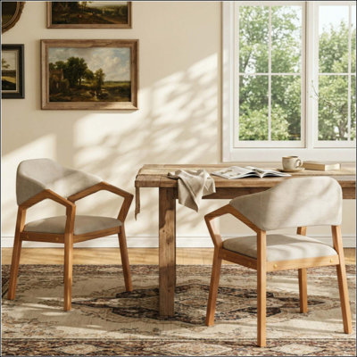 Ensemble de 2 chaises de salle à manger d'intérieur, fauteuil rembourré en chenille avec structure robuste, capacité de 300 lb, dossier incurvé ergonomique