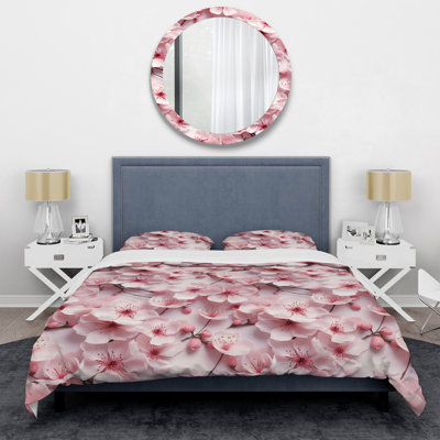 Ensemble de housse de couette Pink Sakura Blossoms Floral III