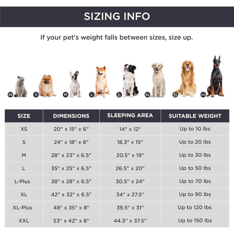 Lit confortable pour chien, H 6 po x l 18 po x P 24 po, Brun