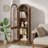 64.17 inch Arched Display Cabinet Bookcase With Acrylic Glass Doors, Curio Cabinet Farmhouse Dining Cabinet With Storage, Arch Accent Cabinet For Living Room-950147719