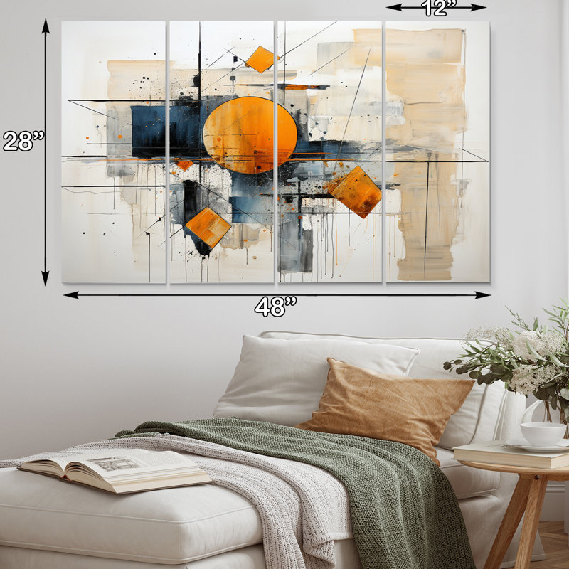 «Geometric Abstraction I», reproduction d'art abstraite, 4 panneaux, Toile tendue