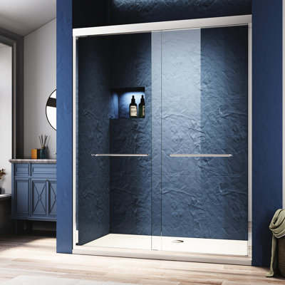 50 - 54 In. W Adjustable Sliding Shower Door 72 H, Finish, Semi , Z97 Clear Tempered Glass, 304 Stainless Steel Handles, Humanized Handles For Bathroom Utility, Rust Aluminum Material, Quiet Rolling