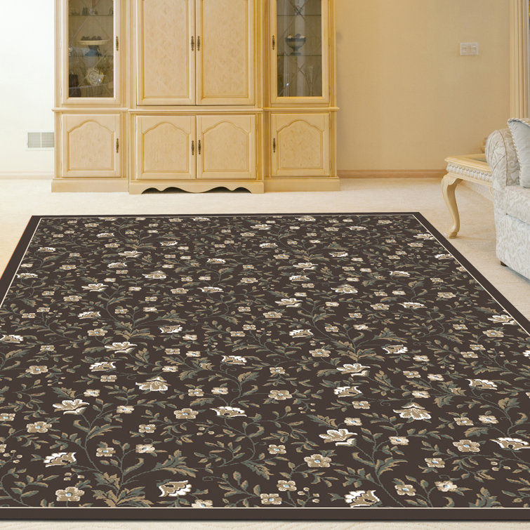 Tapis décoratif à motif floral en brun ackermanville