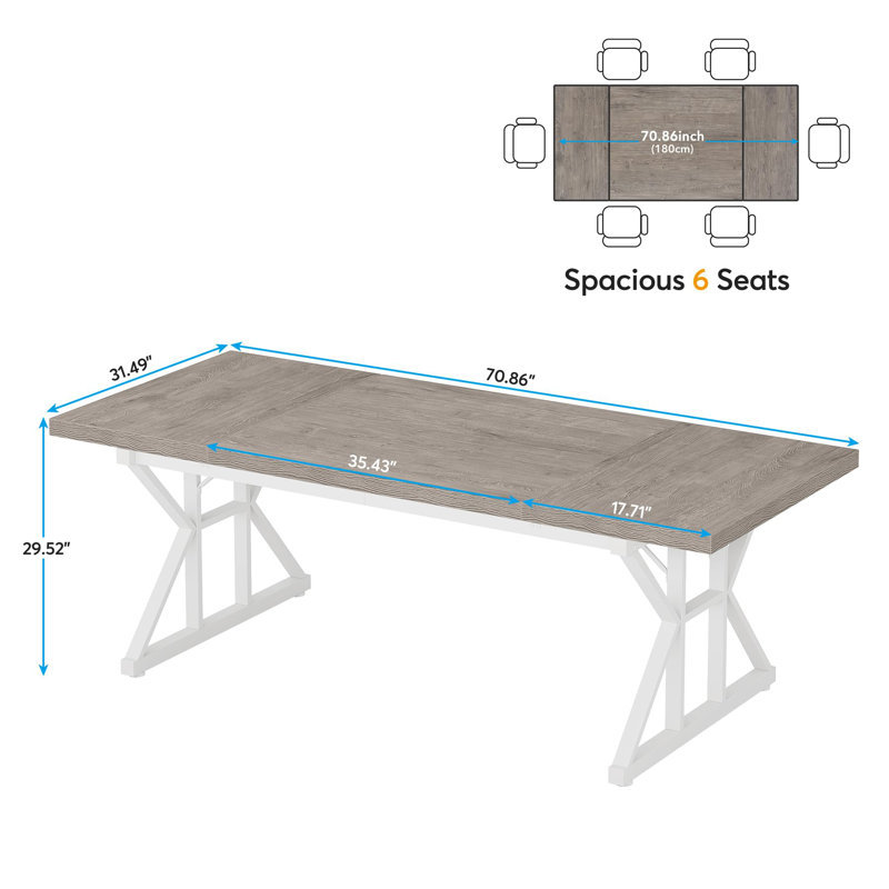 180.3cm Rectangle Conference Table, White, Grey