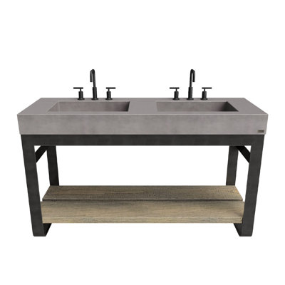 Meuble-lavabo rectangulaire 60 po avec double évier en béton Outland
