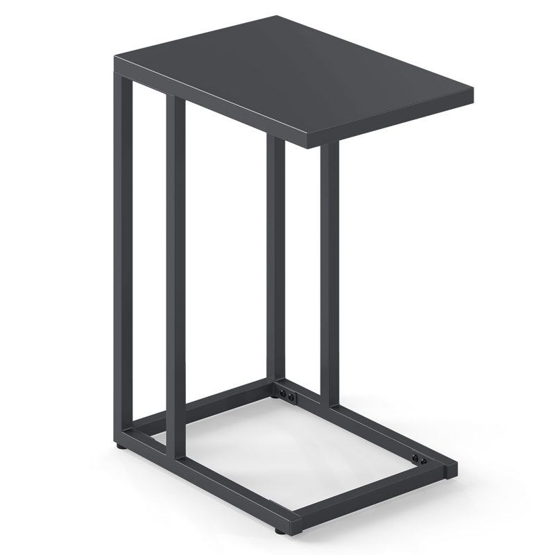 Table de bout en forme de C avec table à structure en métal pour petit espace intérieur extérieur, 1