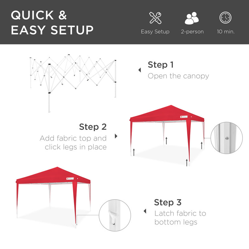 Tan 10x10ft Portable Pop-Up Canopy Tent with Carrying Bag