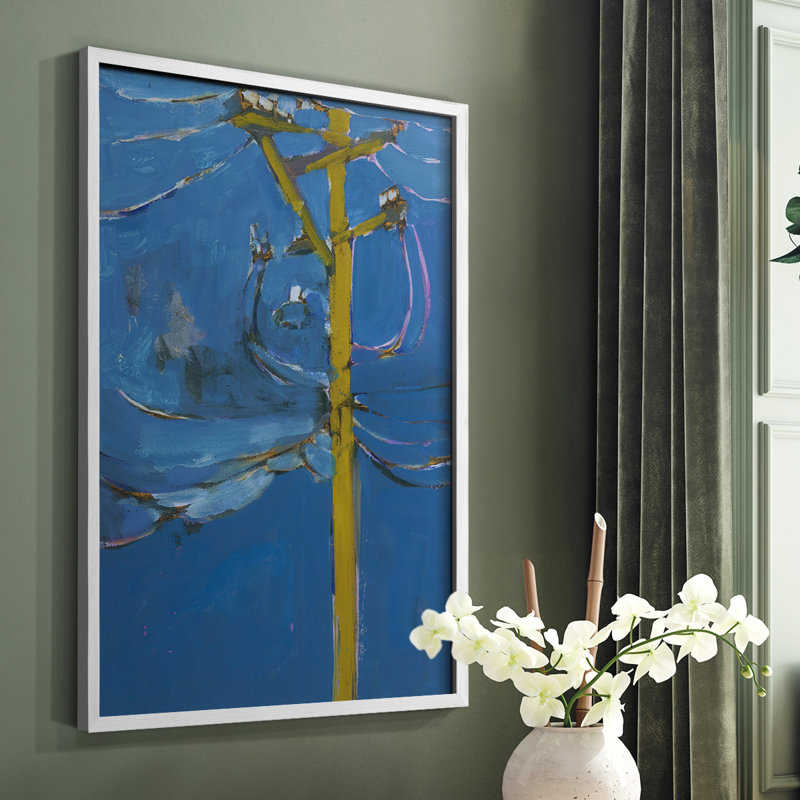 Wires IV Framed Print - Solid Wood, White, 14" H x 11" W
