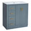 Meuble-lavabo en céramique de 76 cm (30 po) - Bois massif bleu, 3 tiroirs et 2 portes. Meuble de rangement fonctionnel avec panneaux de construction et fermeture en douceur. Pièce décorative élégante.