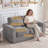 Floor Couch, Loveseat Foam Sofa with Removable Corduroy Cover, Back & Seat Cushions Gray-129435896