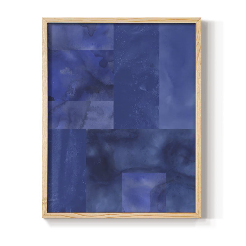 «Blue Puzzle II», reproduction encadrée - bois massif, Encadré naturel, H 11 po x l 9 po
