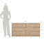 Ensemble de chambre à coucher 3 pièces - commode double 6 tiroirs et ensemble de 2 commodes, Jackson Hickory-610070281