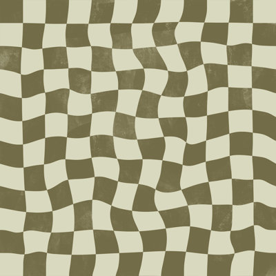 «Layle Avenie Warped Checkerboard Olive» par Serena Archetti, reproduction sur toile tendue