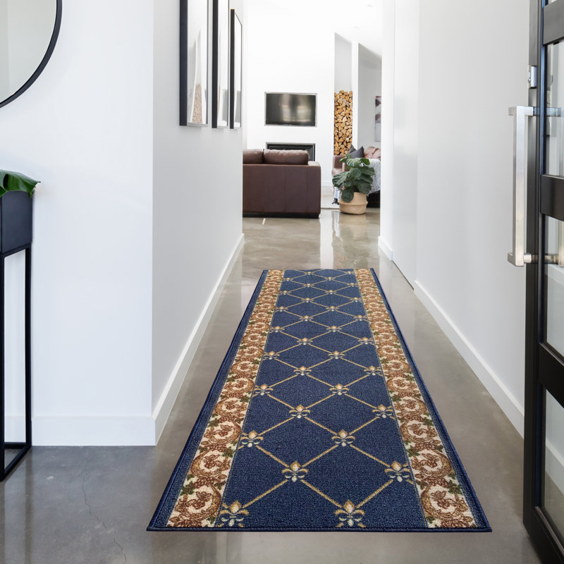 Tapis oriental bleu Eyler, Tapis de couloir 2 pi 7 po x 21 pi