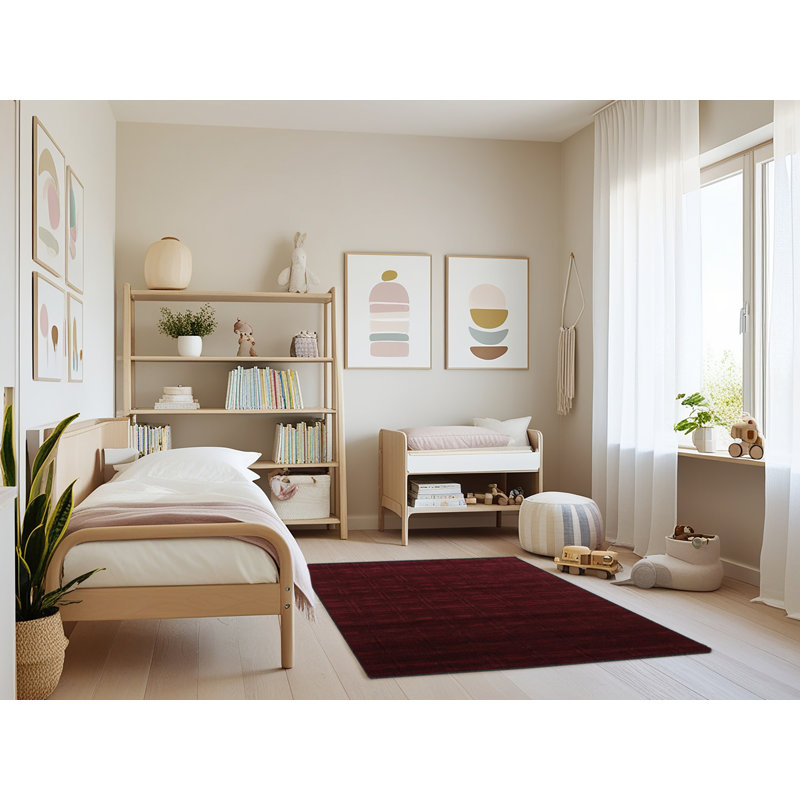 Machine Washable Trellis Red Area Rug, Rectangle 4' x 6'