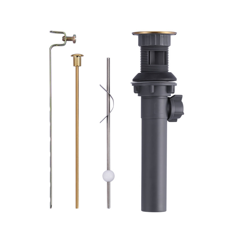 Lift Rod Bathroom Sink Drain with Overflow, Gold